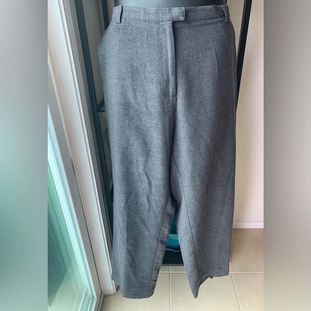 Vintage Venezia Women’s Dark Gray Wool-Look Trousers Pants Slacks Lined Office
